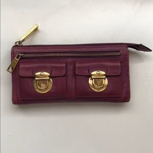 Marc Jacobs Leather Zip Wallet with Buckles